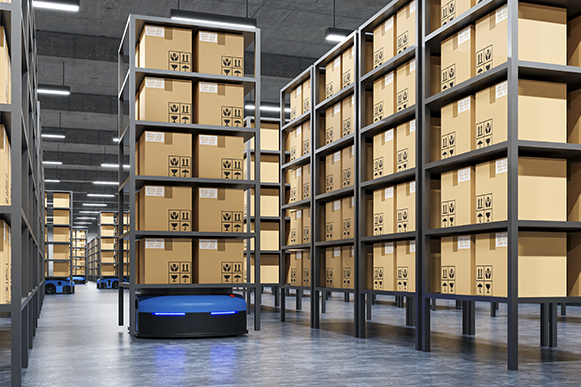 Robots efficiently sorting hundreds of parcels per hour(Automated guided vehicle) AGV.3d rendering